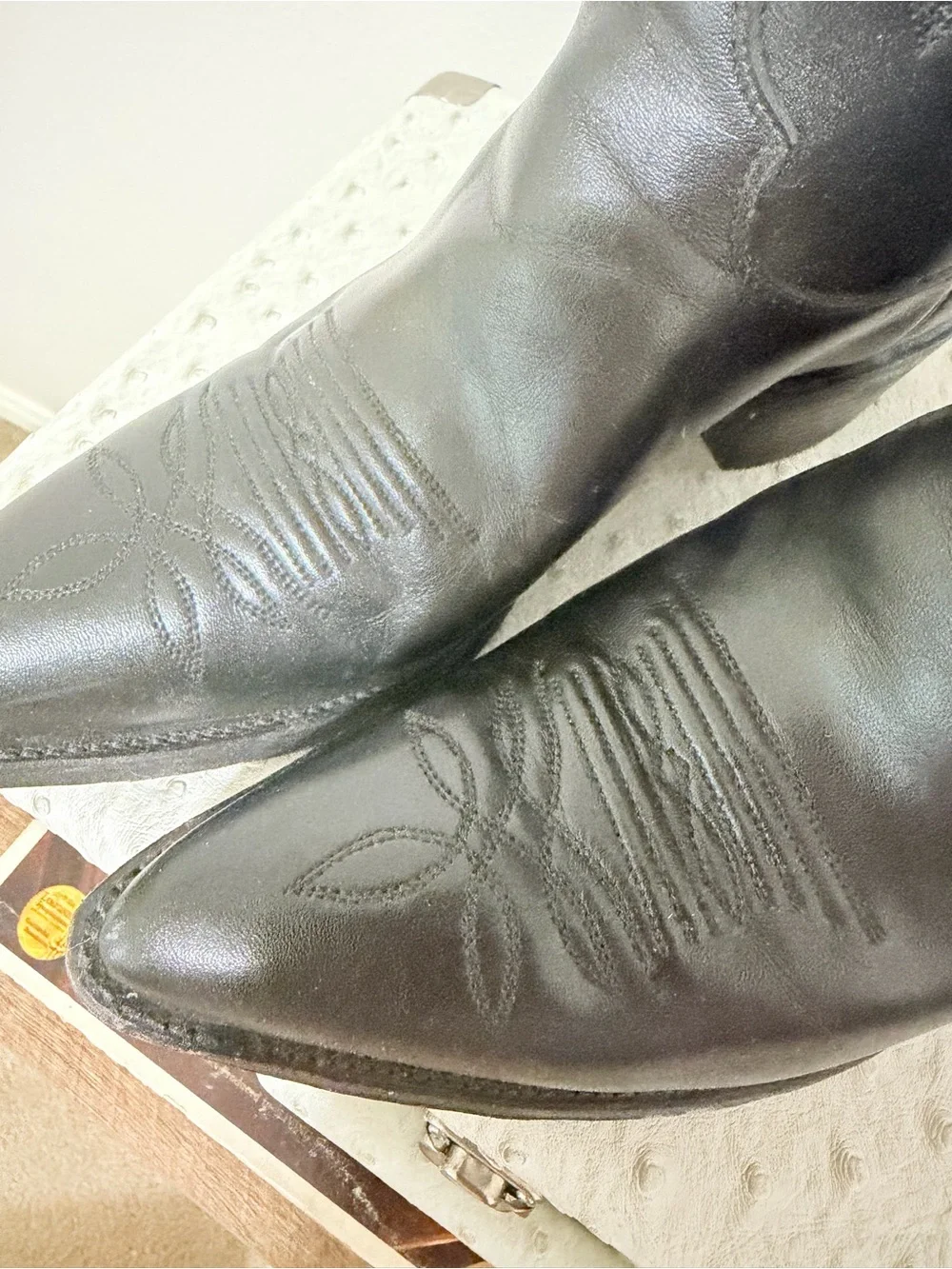Vintage 1996 Justin Black Leather Cowboy Boots - Picture 7 of 10